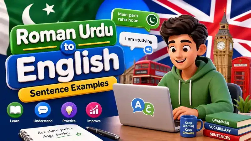 Common Roman Urdu sentences translated into English with simple examples