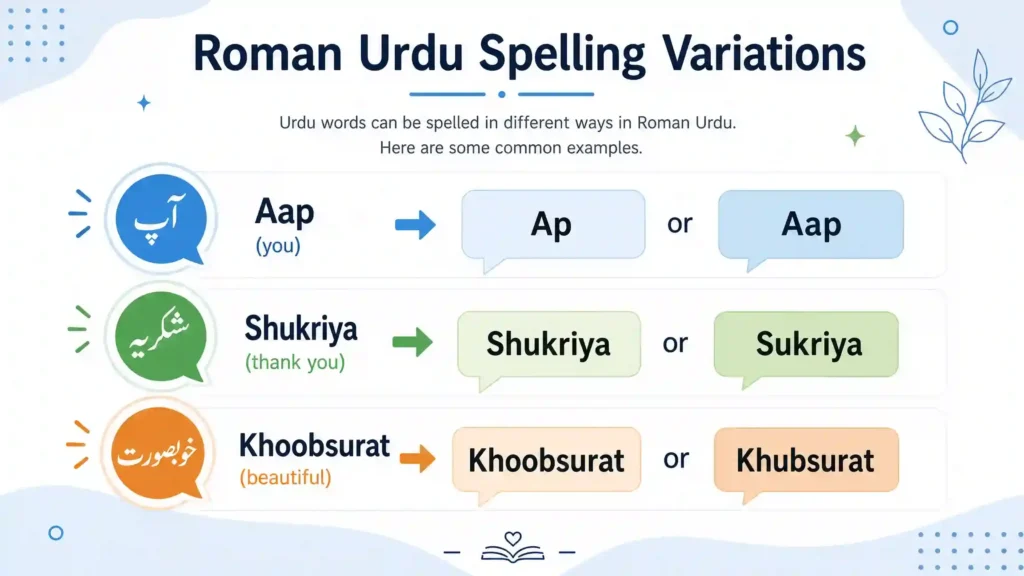 Roman Urdu Spelling Variations 2026