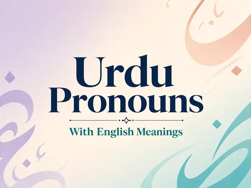 Urdu personal pronouns with English meanings including Main, Hum, Tum, Aap, Yeh, and Woh