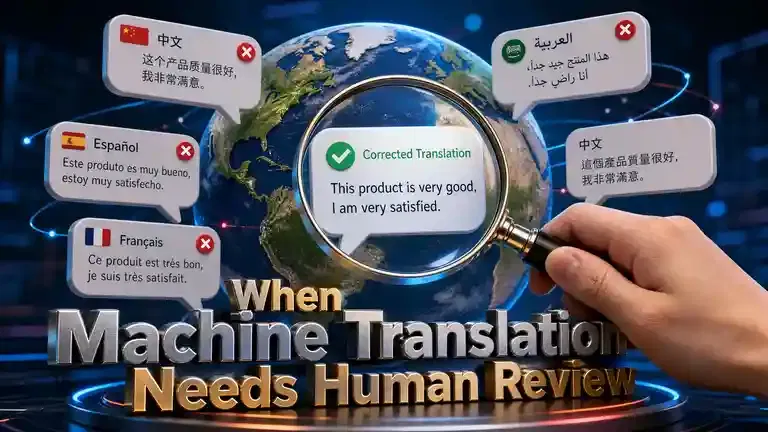 Human translator editing machine-translated Urdu text to improve accuracy and meaning.