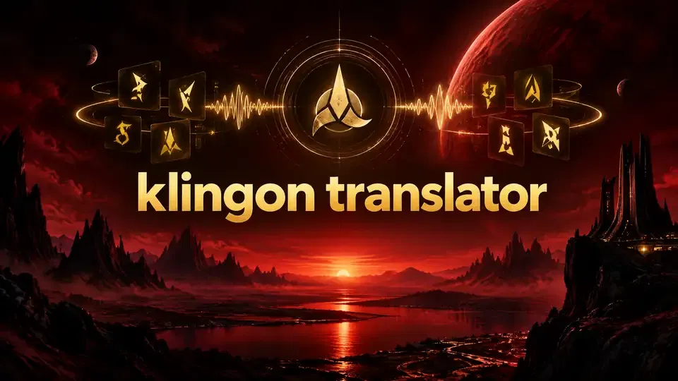Klingon language and writing system with Klingon text and vocabulary