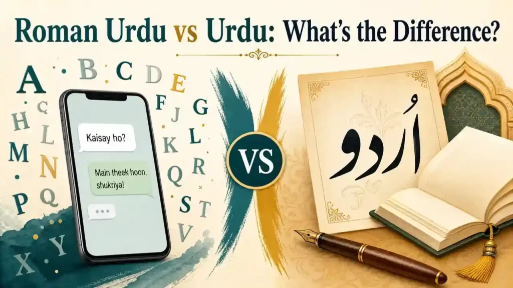 Urdu Nastaliq script in a book showing Urdu literature and script literacy
