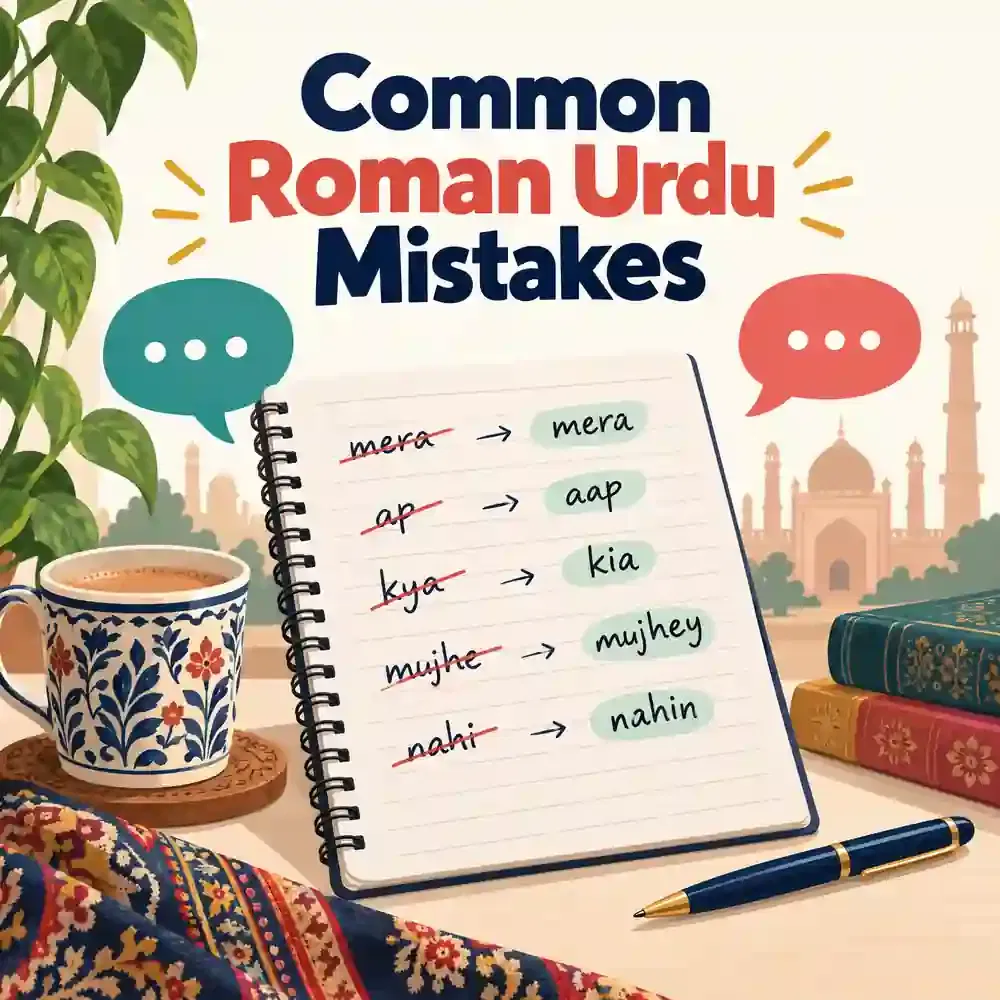 Common Roman Urdu spelling mistakes and corrections