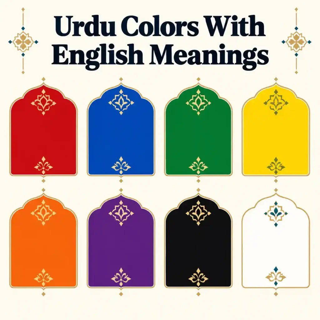 Urdu colors with English meanings and basic color names