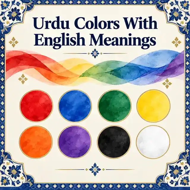 Colors in Urdu and English with names and translations