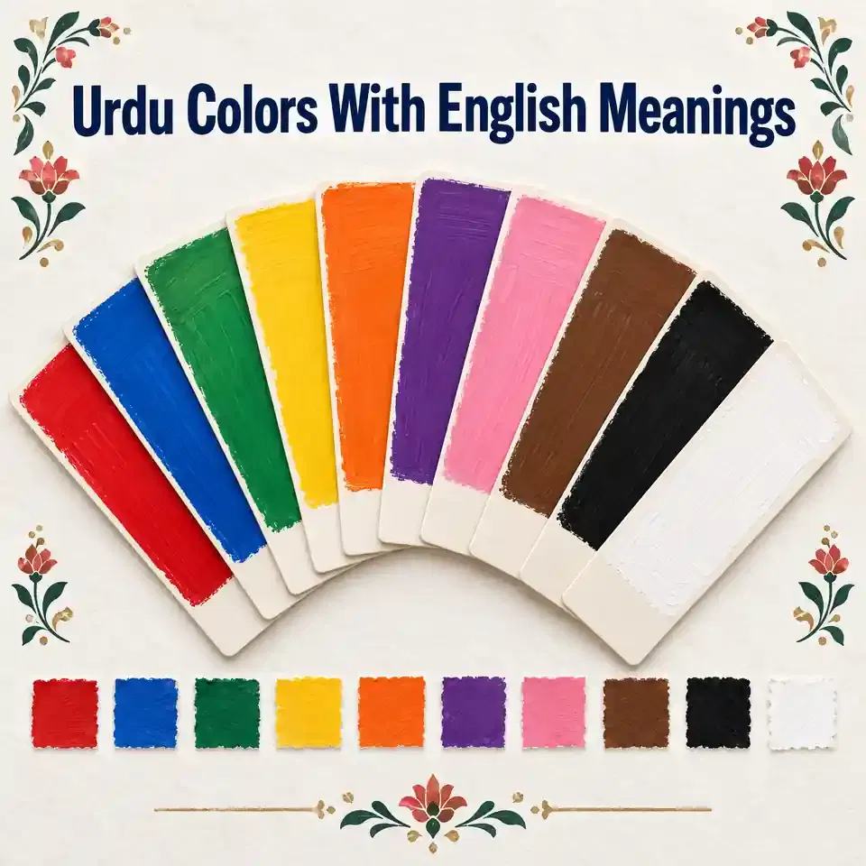 Urdu color names with English translations for beginners