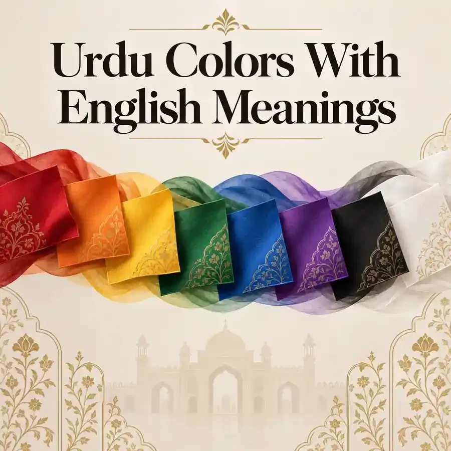 Common colors in Urdu with English meanings and names