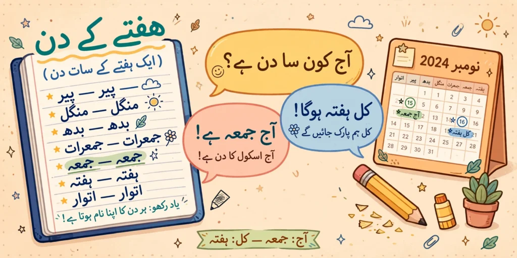 Urdu Days of the Week — example sentences using Urdu day names in daily speech