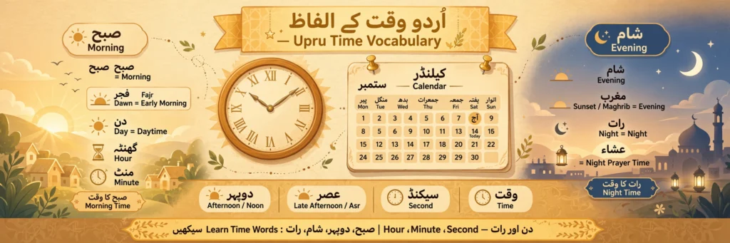 Urdu Days of the Week — time vocabulary words in Urdu related to days