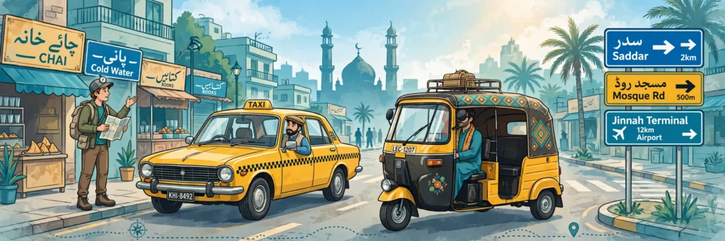 English travel sentences translated into Roman Urdu