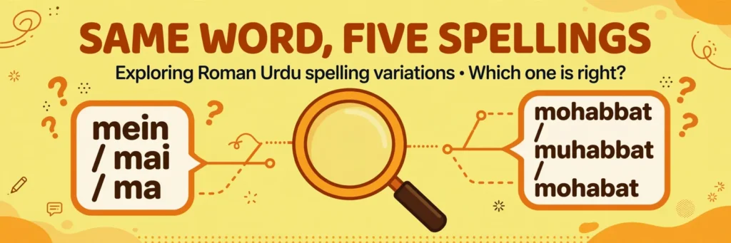 Why Roman Urdu Has No Standard Spelling - same word five spellings examples