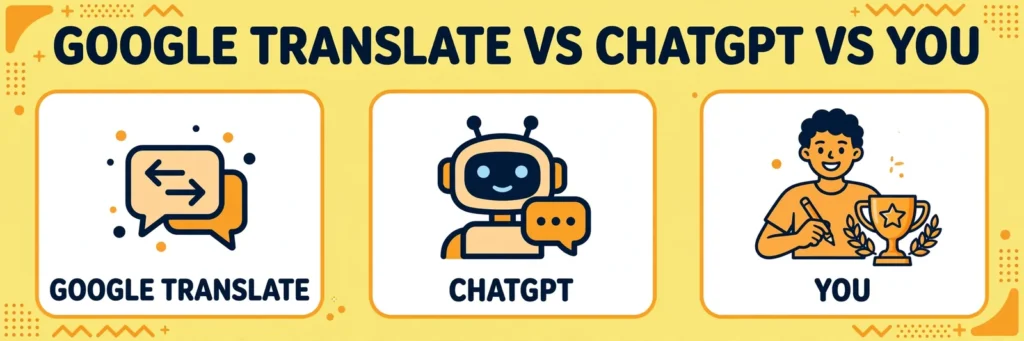 Google Translate vs ChatGPT vs MINT method comparison