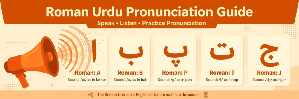 Roman Urdu pronunciation guide with transliteration